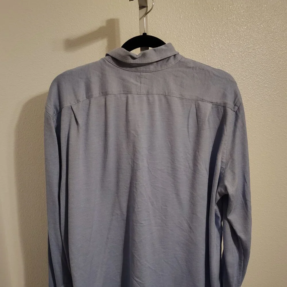 Polo Ralph Lauren Men's Knit Dress Shirt Size XXL Blue Cotton Long Sleeve Button
